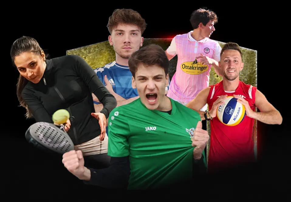 SportsConnect Athleten mit Padel-Schlaeger und Fussball